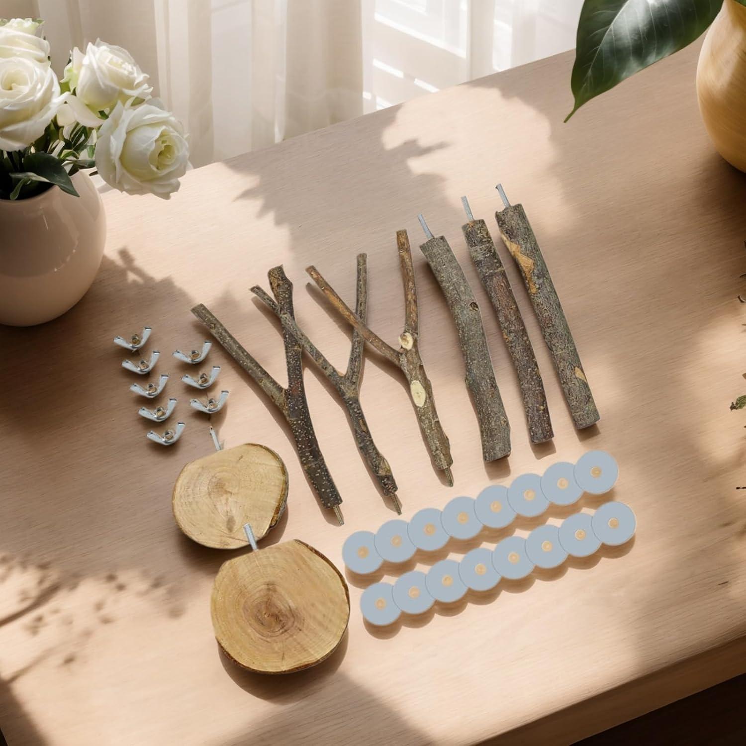 Juego de 8 Perchas de Madera Natural para Aves Rliguanrui