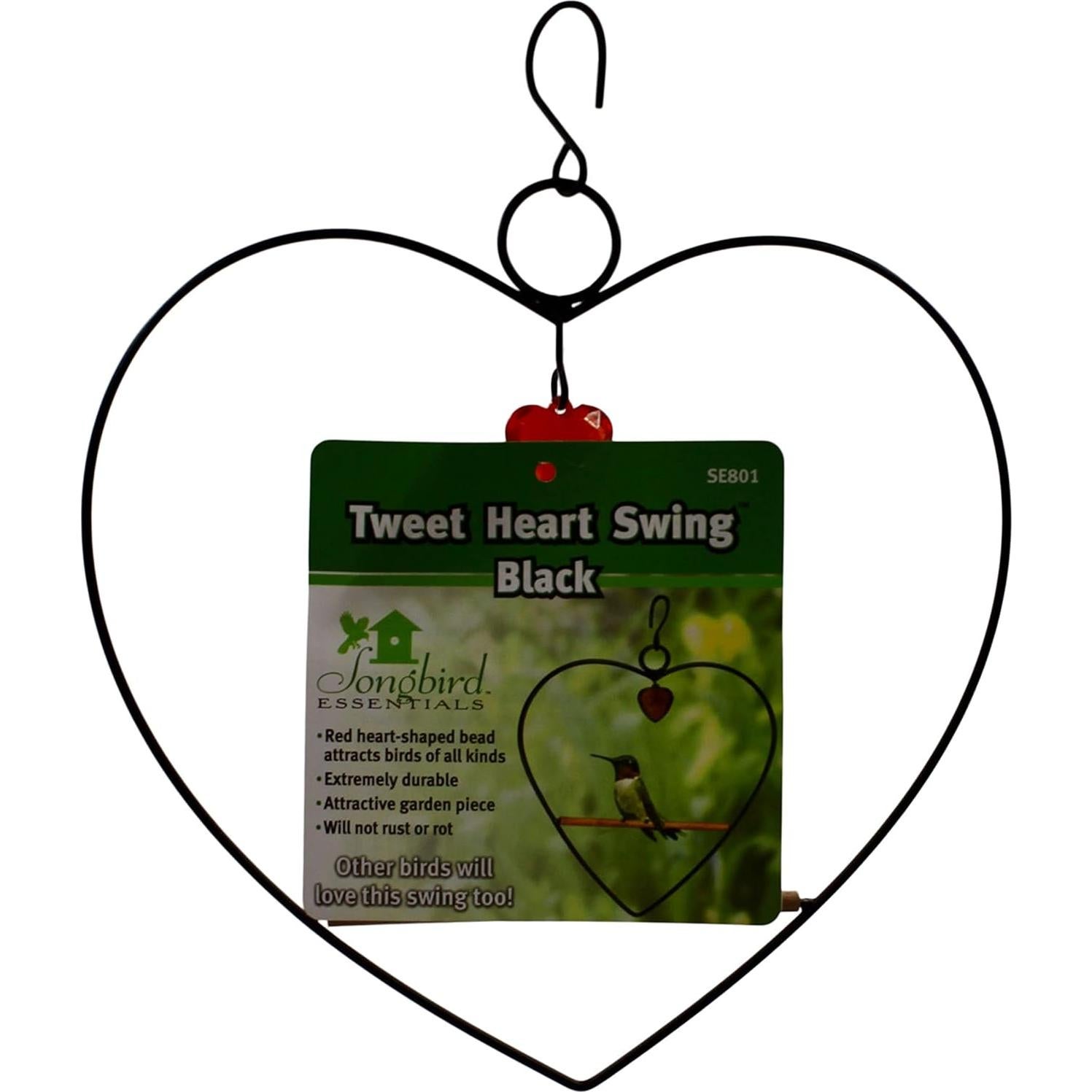 Columpio para Colibríes Tweet Heart Songbird Essentials, Metal Negro