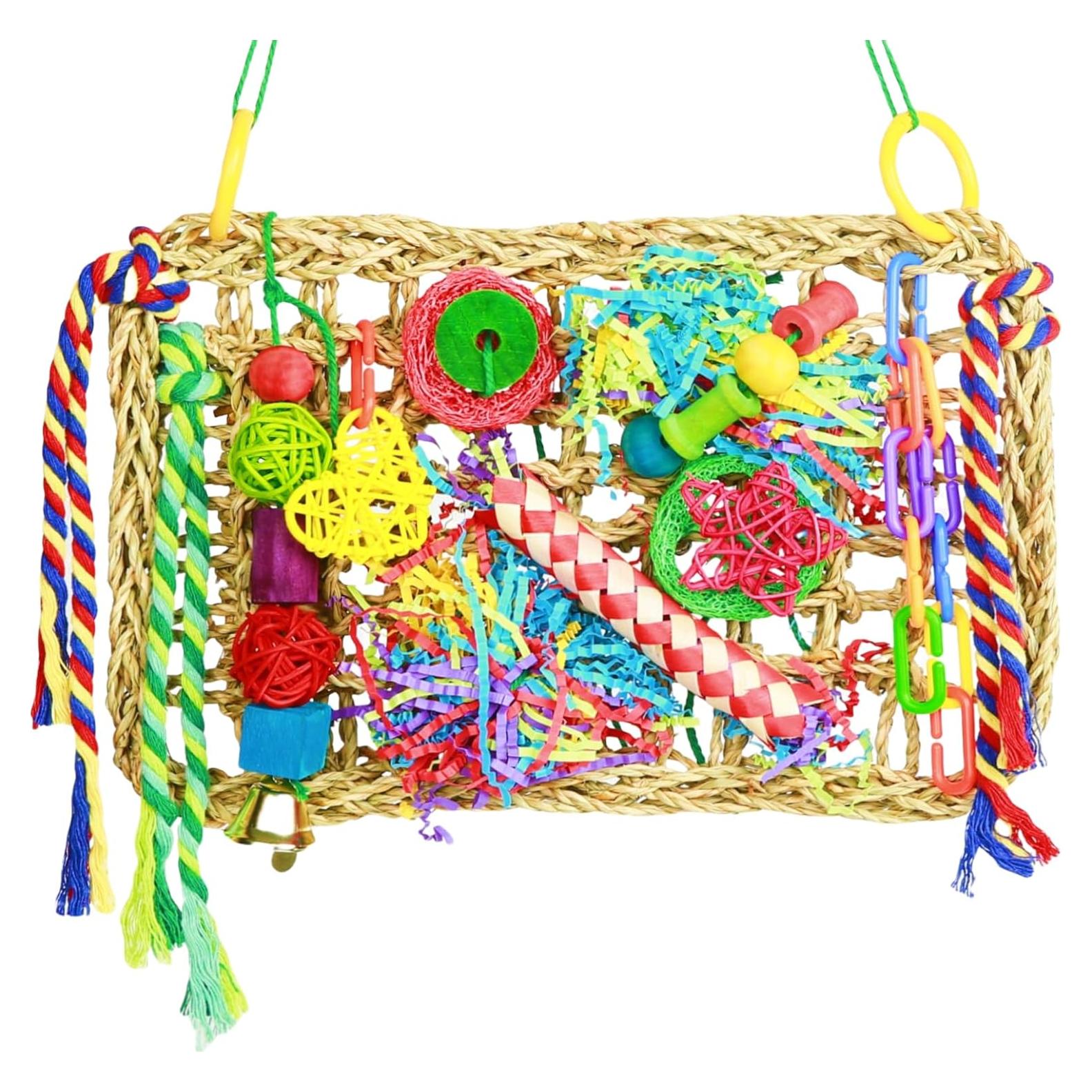 Juguete Grande para Aves COHYVER - Forrajeo y Columpio 30x20cm