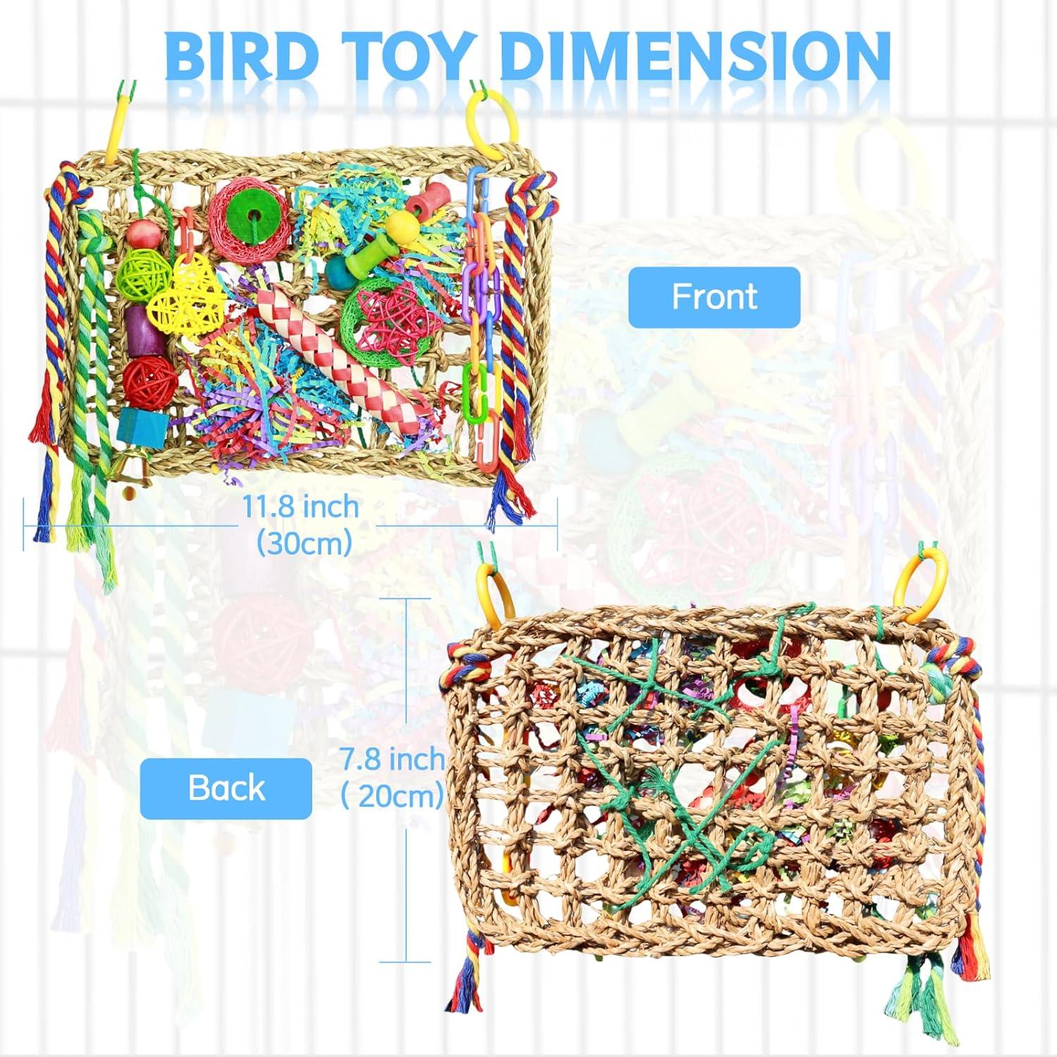 Juguete Grande para Aves COHYVER - Forrajeo y Columpio 30x20cm