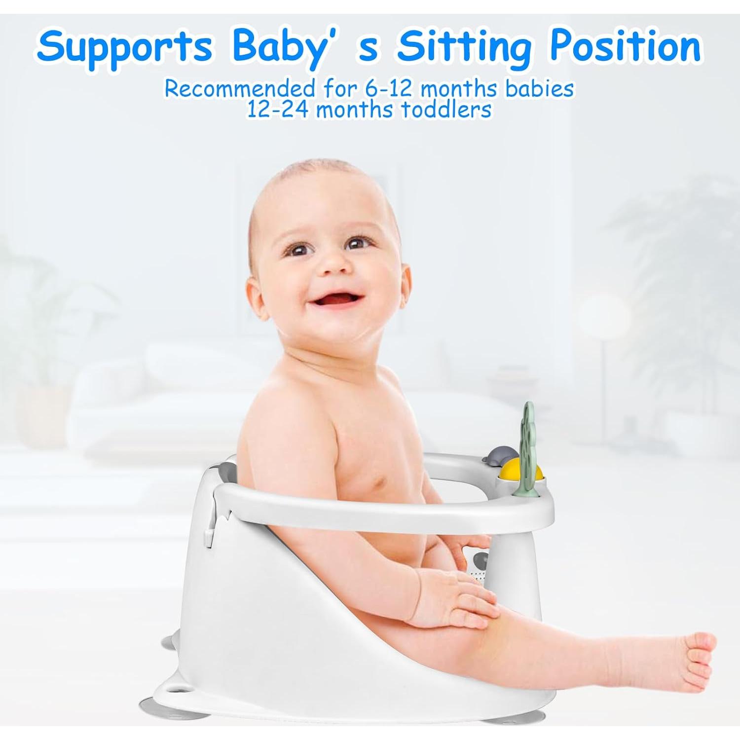 Asiento de Baño para Bebés 6-24 Meses Gris Antideslizante