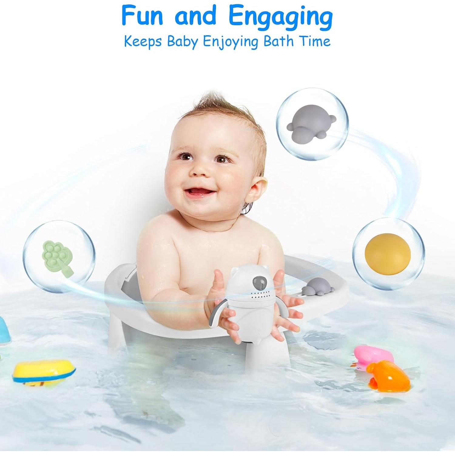 Asiento de Baño para Bebés 6-24 Meses Gris Antideslizante