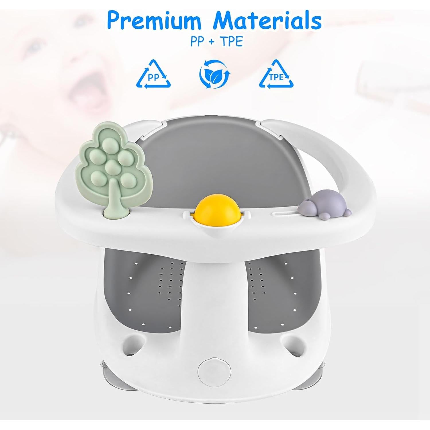 Asiento de Baño para Bebés 6-24 Meses Gris Antideslizante