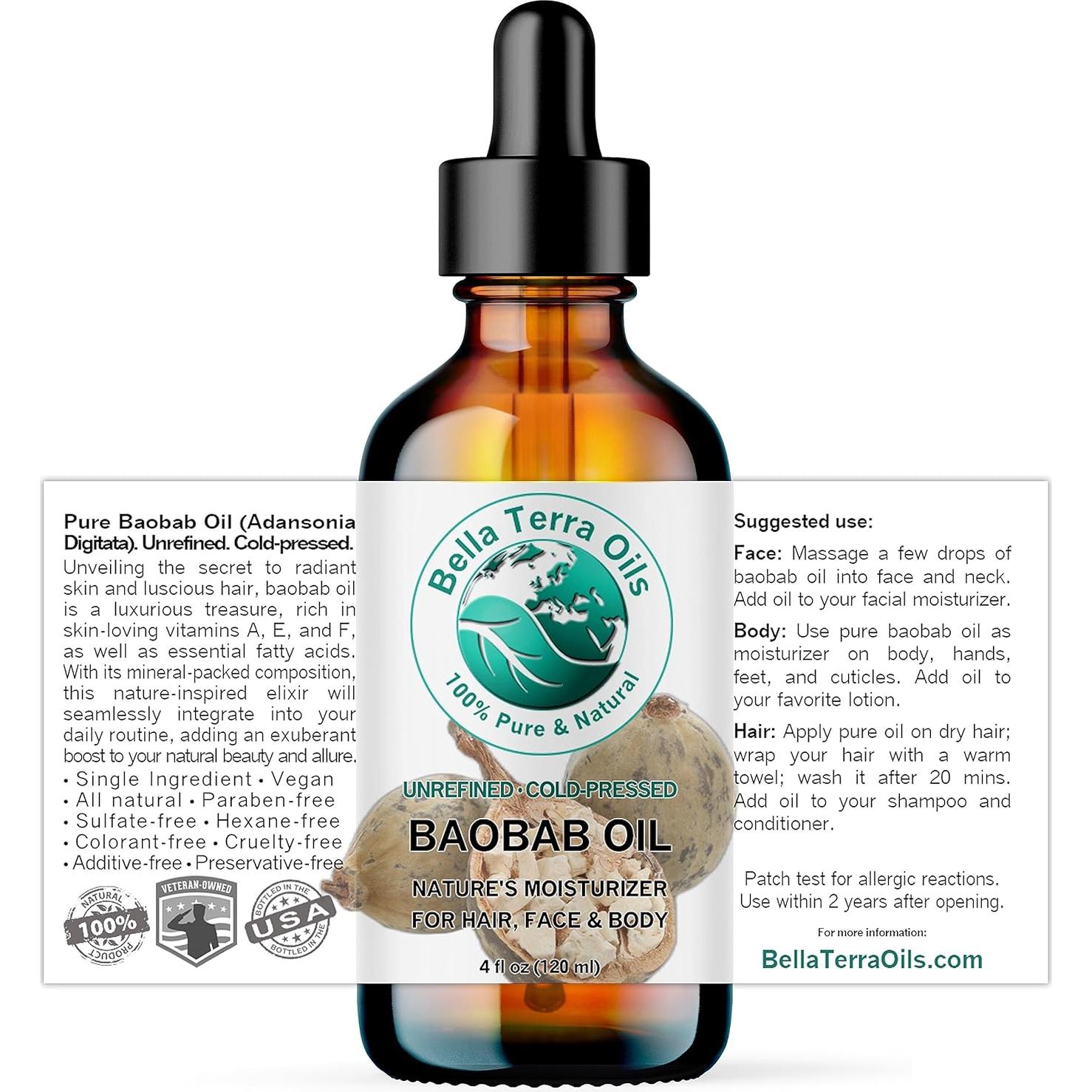 Aceite de Baobab 118 ml Bella Terra - Hidratante Natural