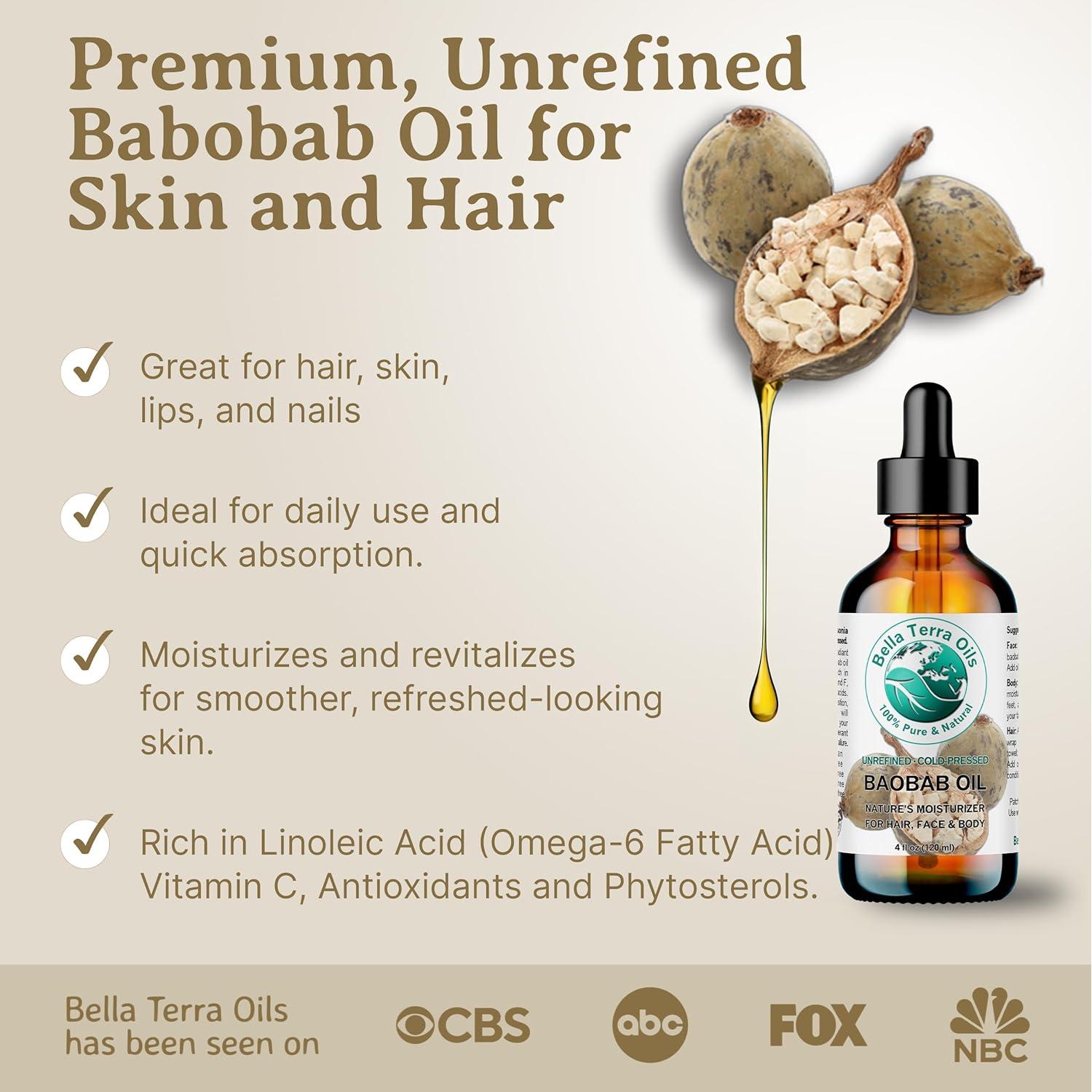 Aceite de Baobab 118 ml Bella Terra - Hidratante Natural