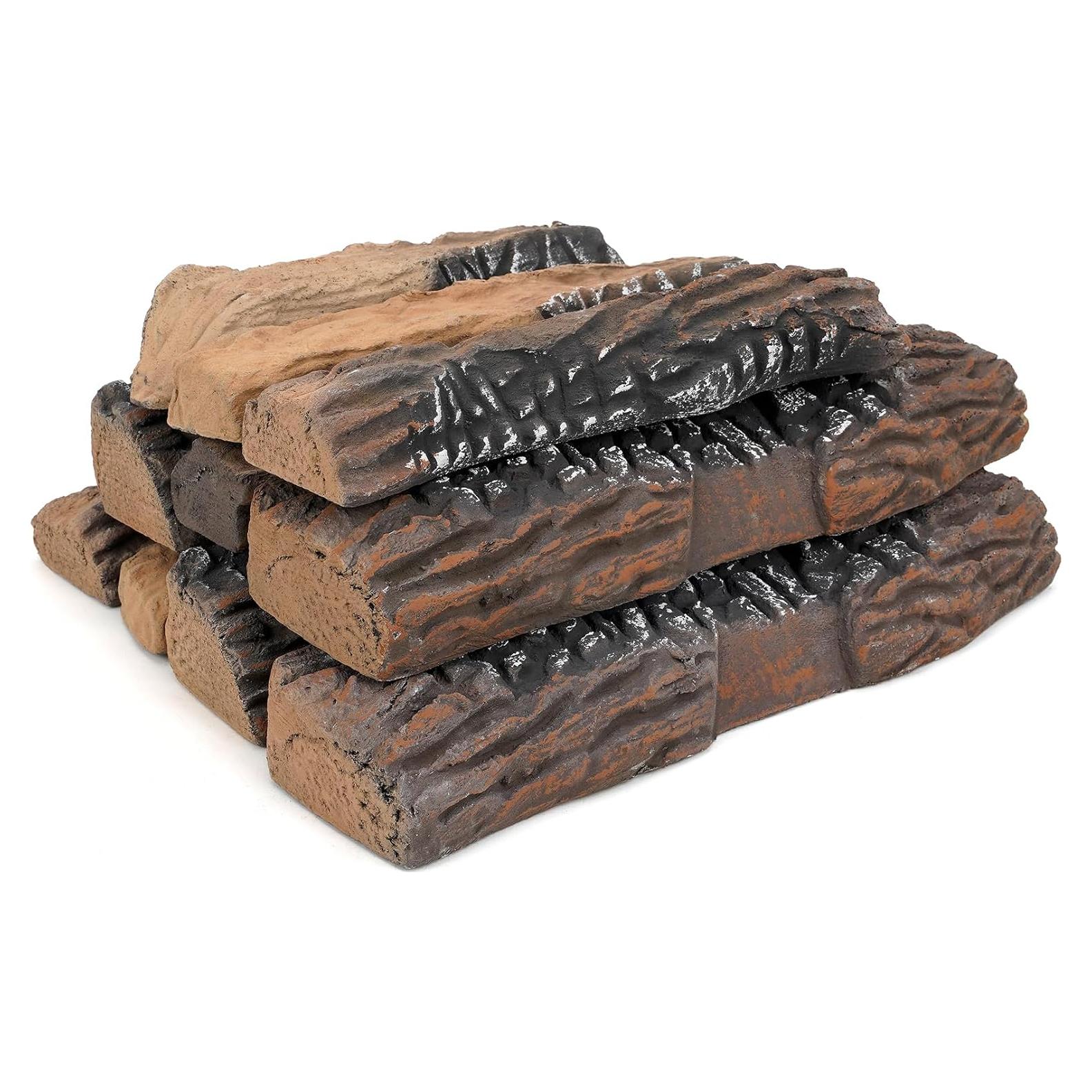 Troncos de Cerámica para Chimenea Stanbroil - Juego de 10 Piezas