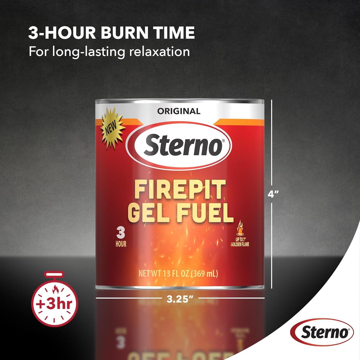 Combustible en Gel para Fogatas Sterno - Paquete de 12 Latas