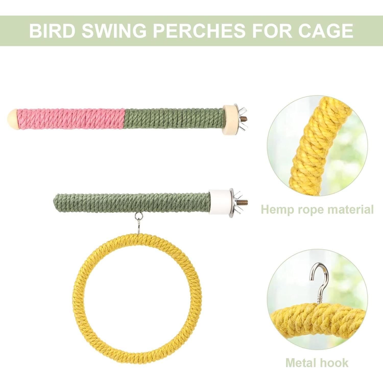 Juguetes para Aves Reshiho 3PCS Perchas y Columpios 20cm