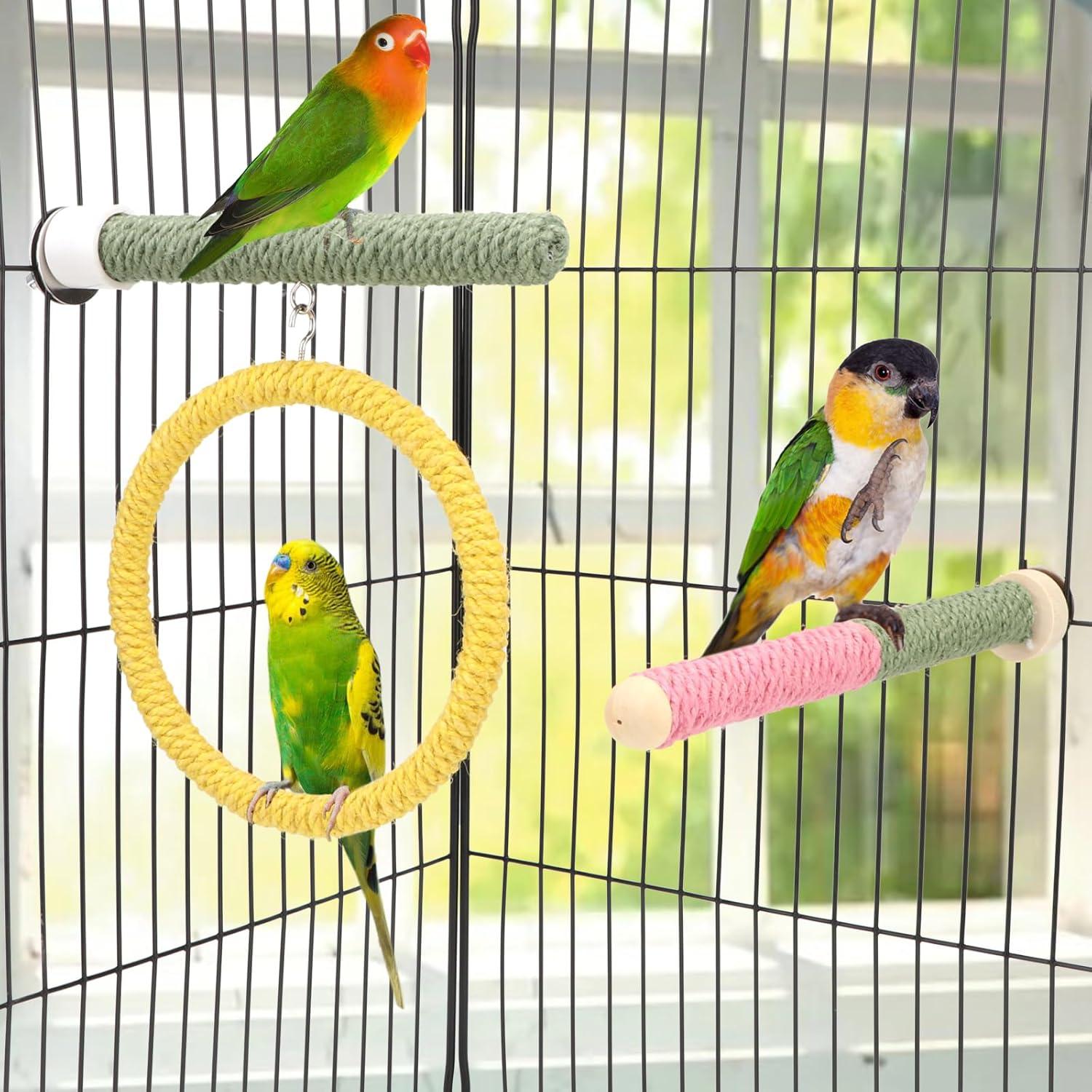 Juguetes para Aves Reshiho 3PCS Perchas y Columpios 20cm