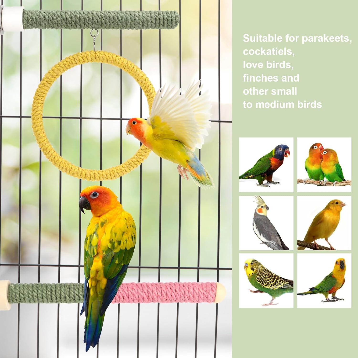 Juguetes para Aves Reshiho 3PCS Perchas y Columpios 20cm