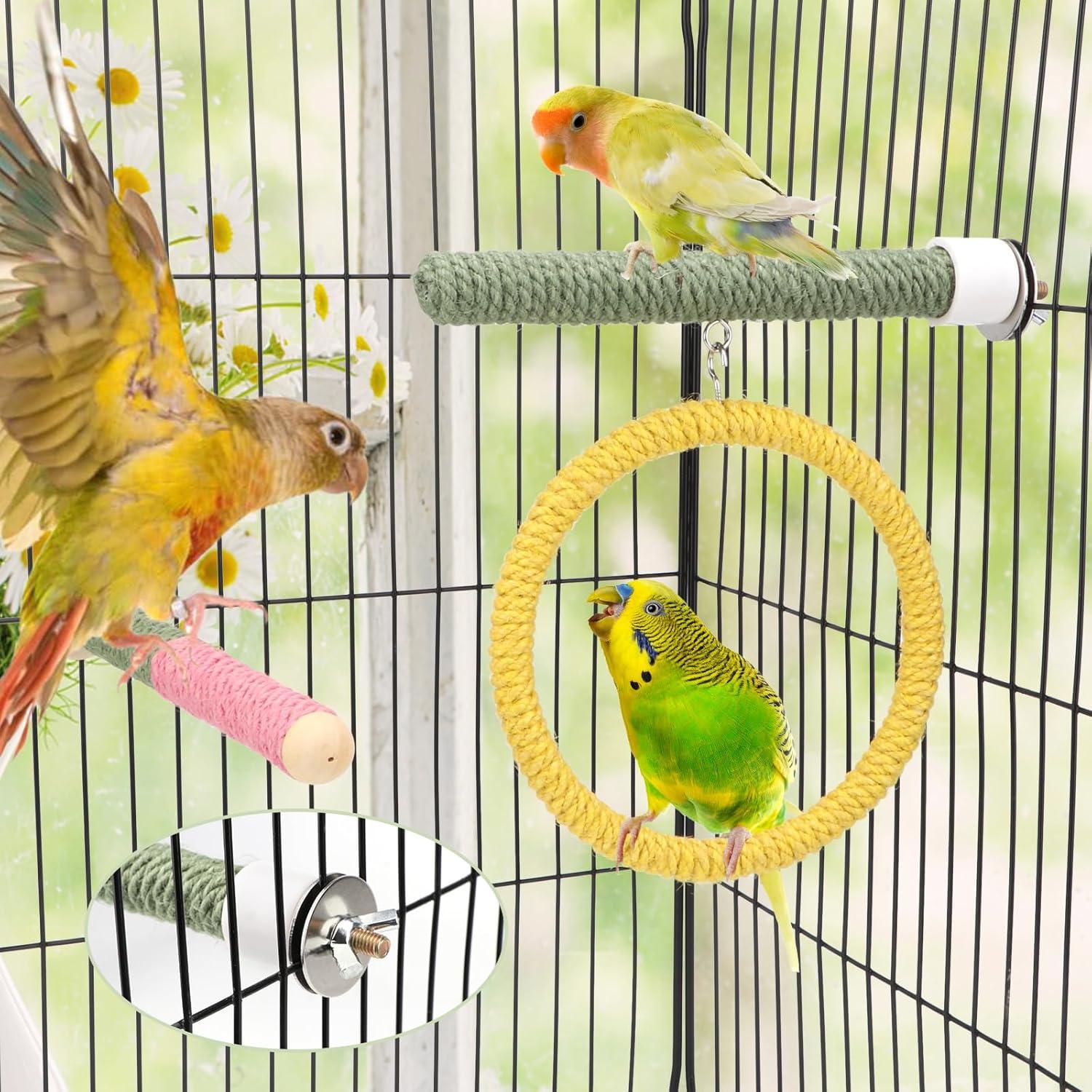 Juguetes para Aves Reshiho 3PCS Perchas y Columpios 20cm