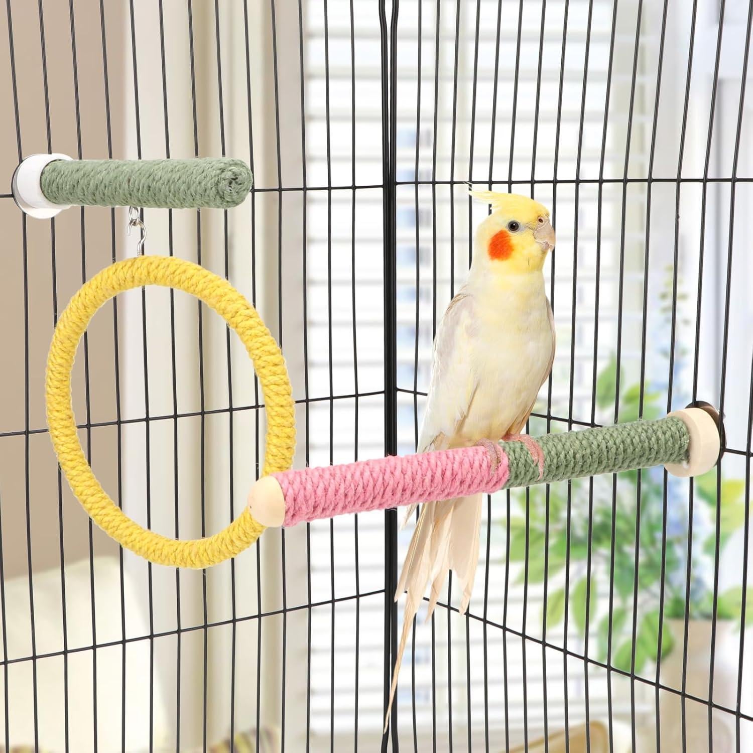 Juguetes para Aves Reshiho 3PCS Perchas y Columpios 20cm