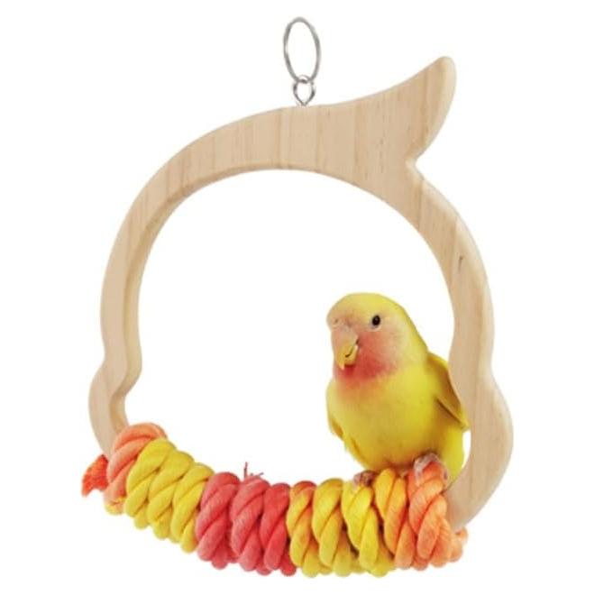 Columpio para Loros Dsadrwq de Madera y Algodón 19x14x20cm