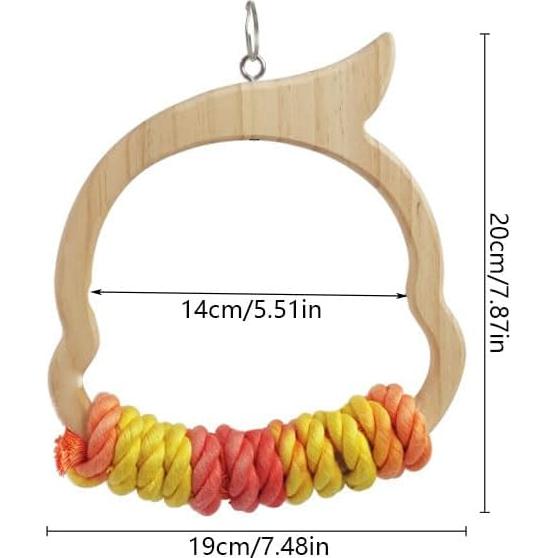 Columpio para Loros Dsadrwq de Madera y Algodón 19x14x20cm