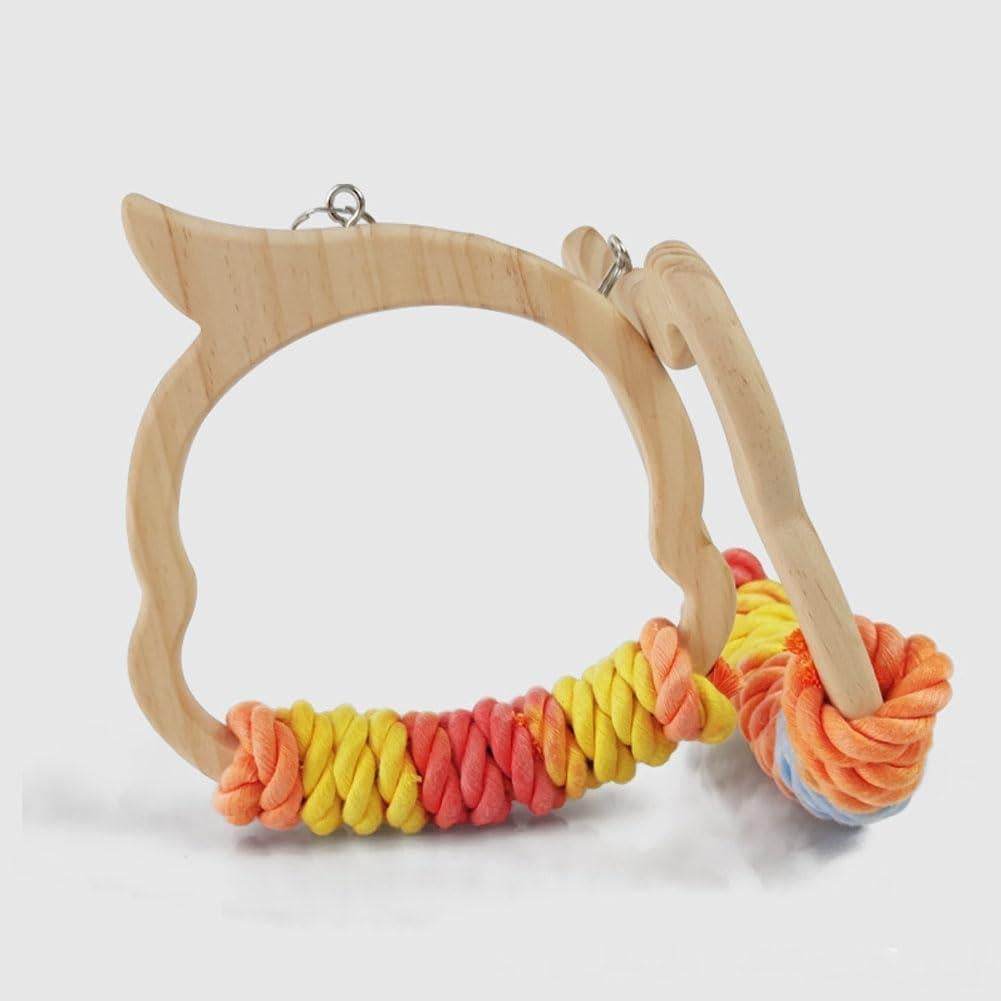 Columpio para Loros Dsadrwq de Madera y Algodón 19x14x20cm