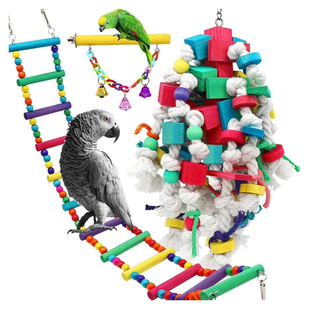 Juguetes para Aves Grandes PETUOL - 3 PCS para Loros y Cacatúes