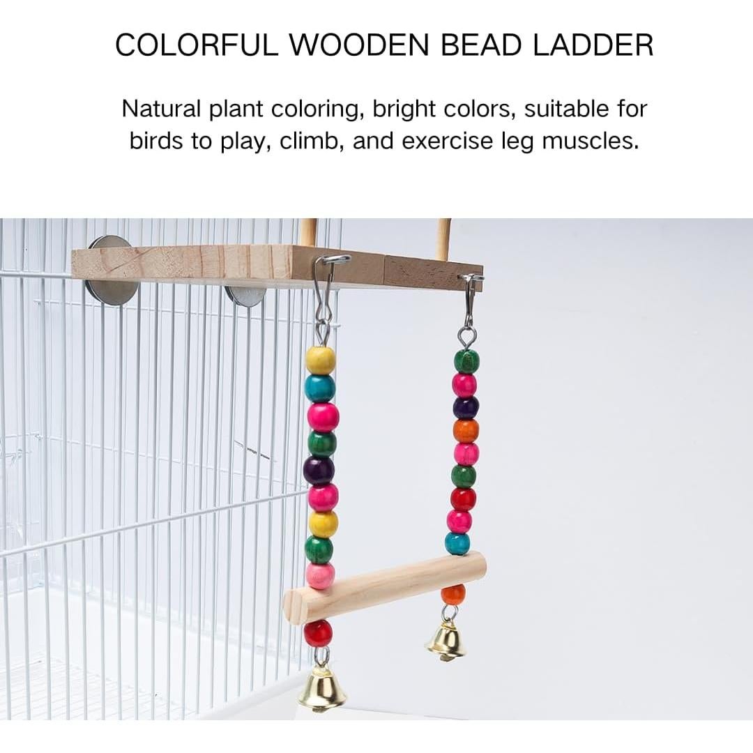 Plataforma y Columpio para Aves DEFKIYT - 14x12 cm, Madera Natural