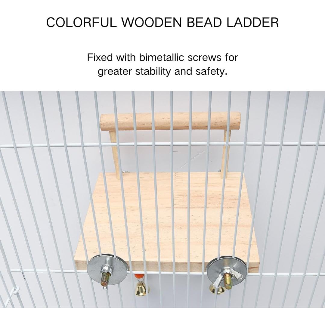 Plataforma y Columpio para Aves DEFKIYT - 14x12 cm, Madera Natural