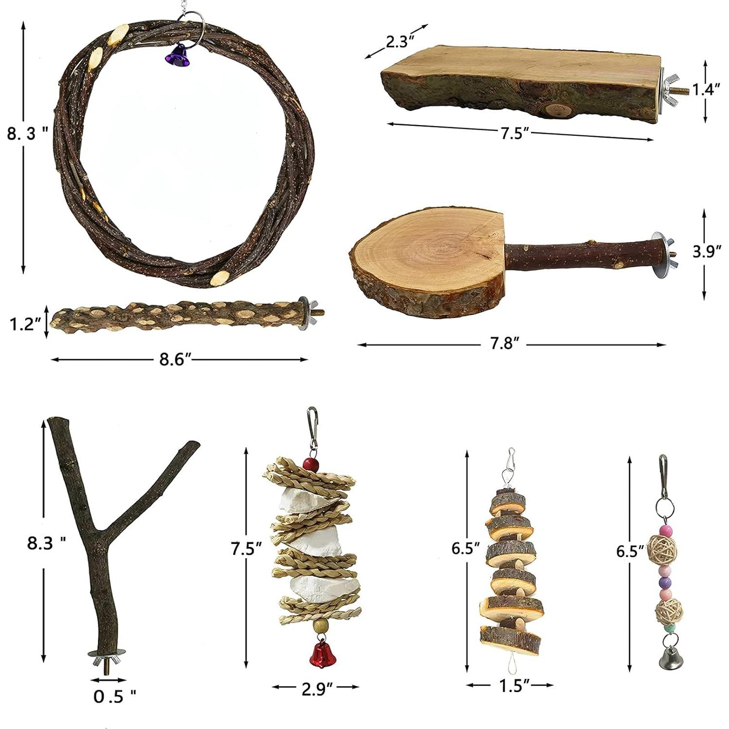 Perchas de Madera Natural para Aves Kathson - 8 Piezas