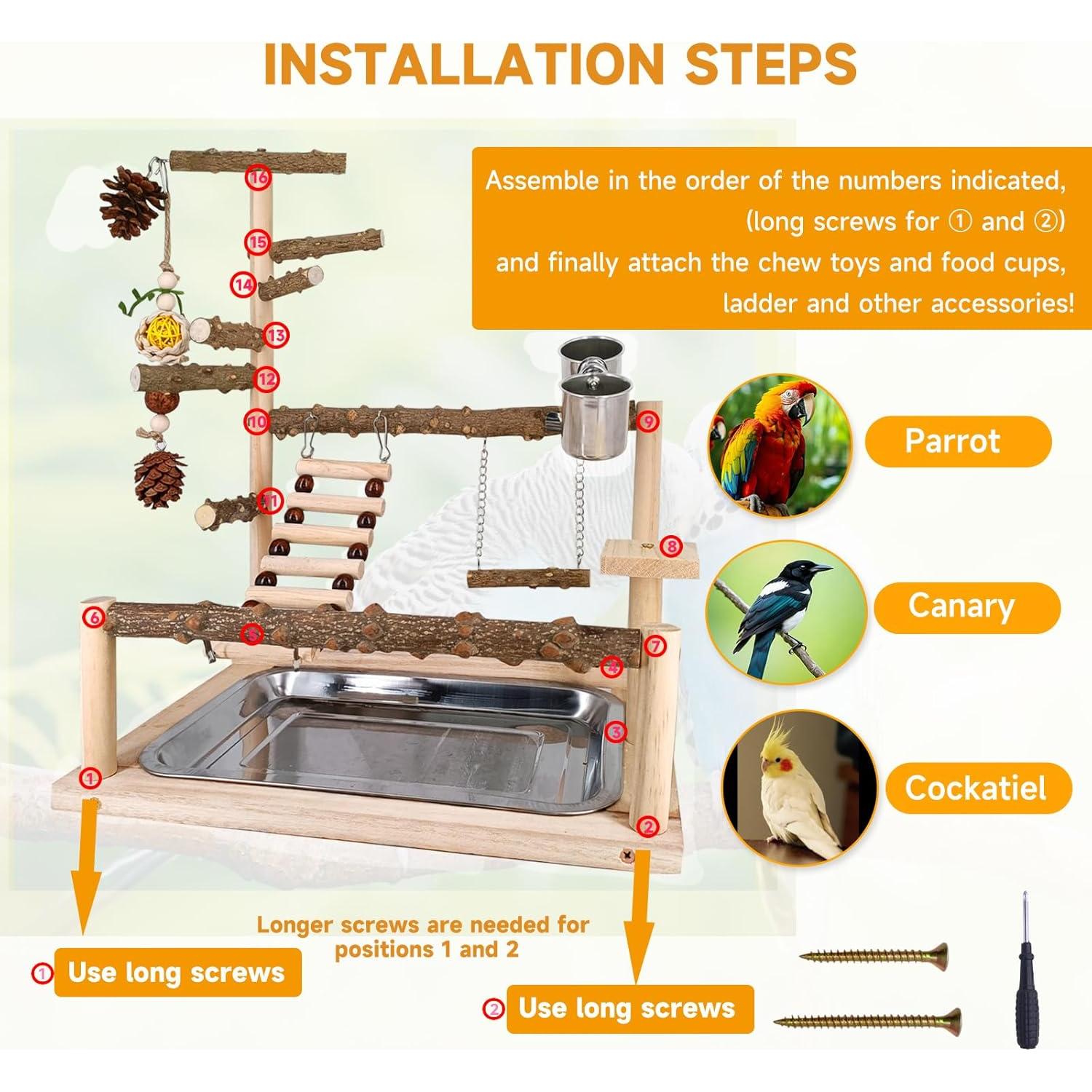 Parque de Aves Autokcan BP001 con Juguetes y Perchas