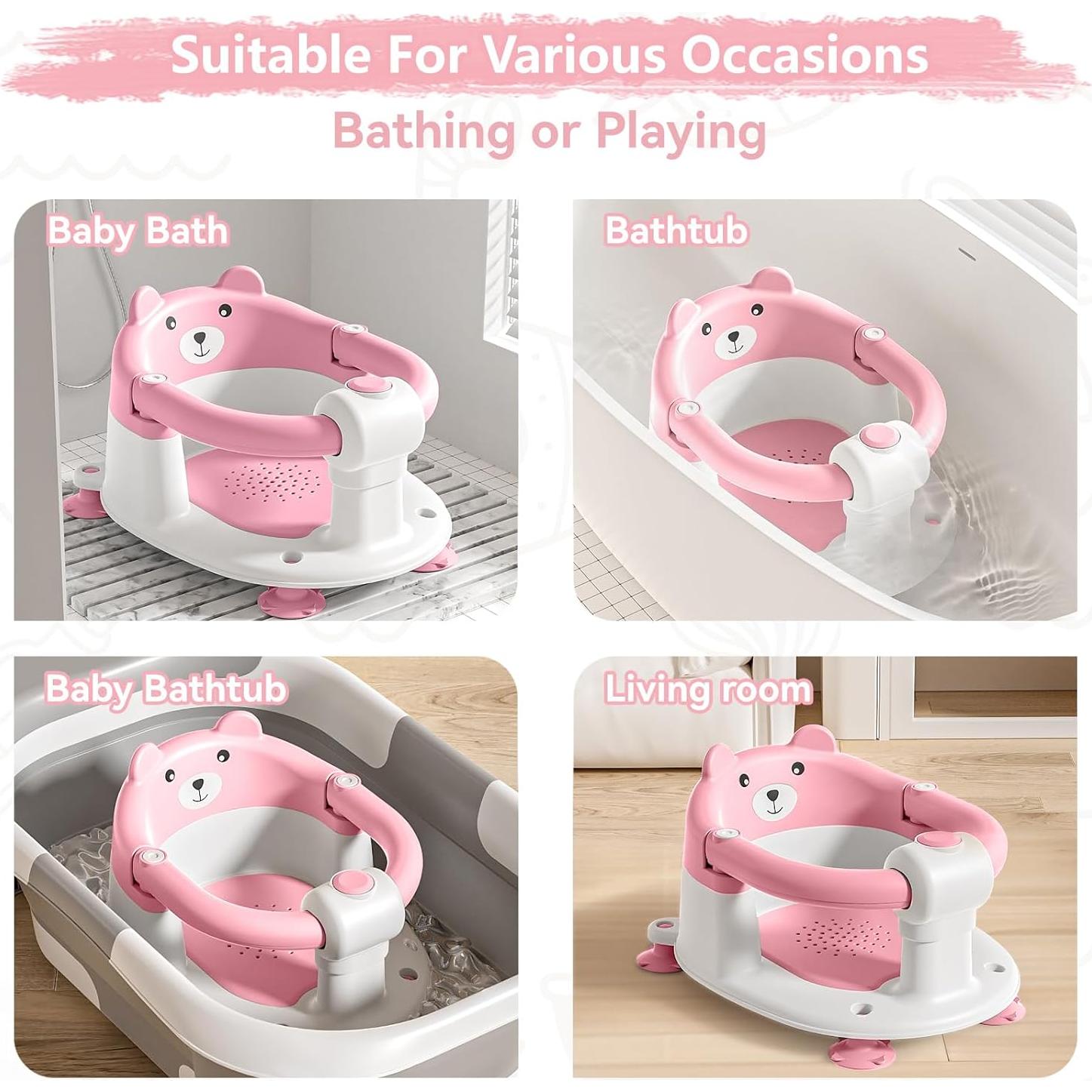 Asiento de Baño Antideslizante Tavlshero Rosa para Bebés 6-36 Meses