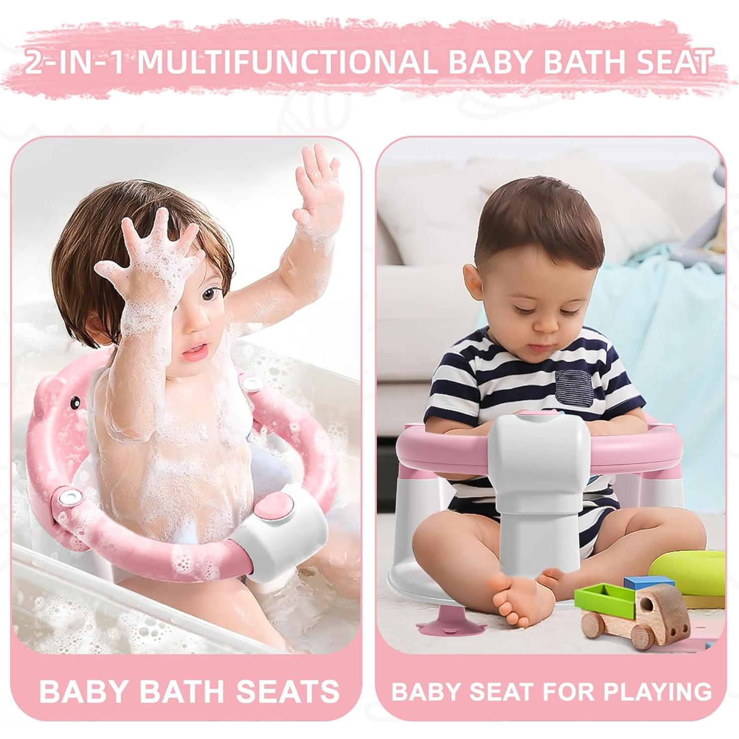 Asiento de Baño Antideslizante Tavlshero Rosa para Bebés 6-36 Meses