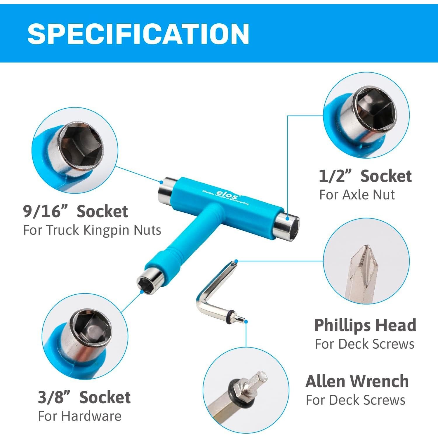 Herramienta T para Skateboard ELOS - Compacta y Ligera 130g