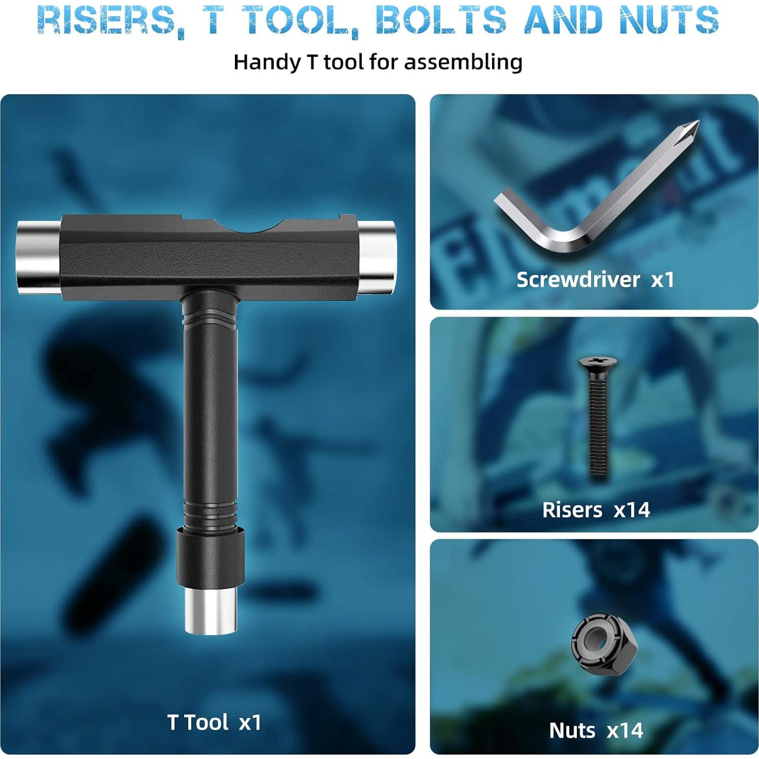 Juego de Ejes y Ruedas de Skateboard Jizmo 60mm ABEC-11