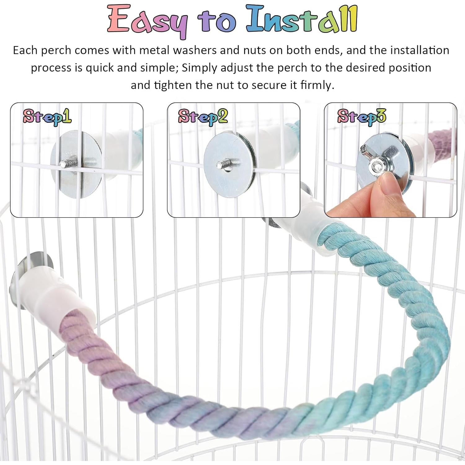 Perchas de Cuerda Colorida para Aves Skyygemm 41.5 y 120 cm