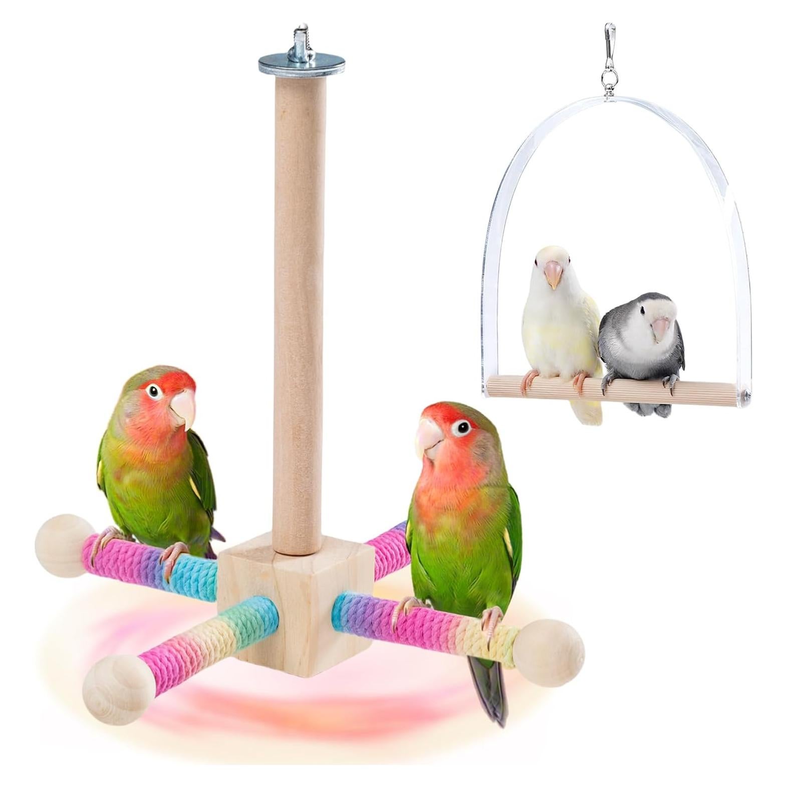 Percha giratoria para aves JONSANTY 23 cm madera natural