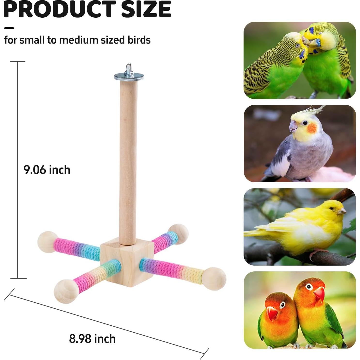 Percha giratoria para aves JONSANTY 23 cm madera natural