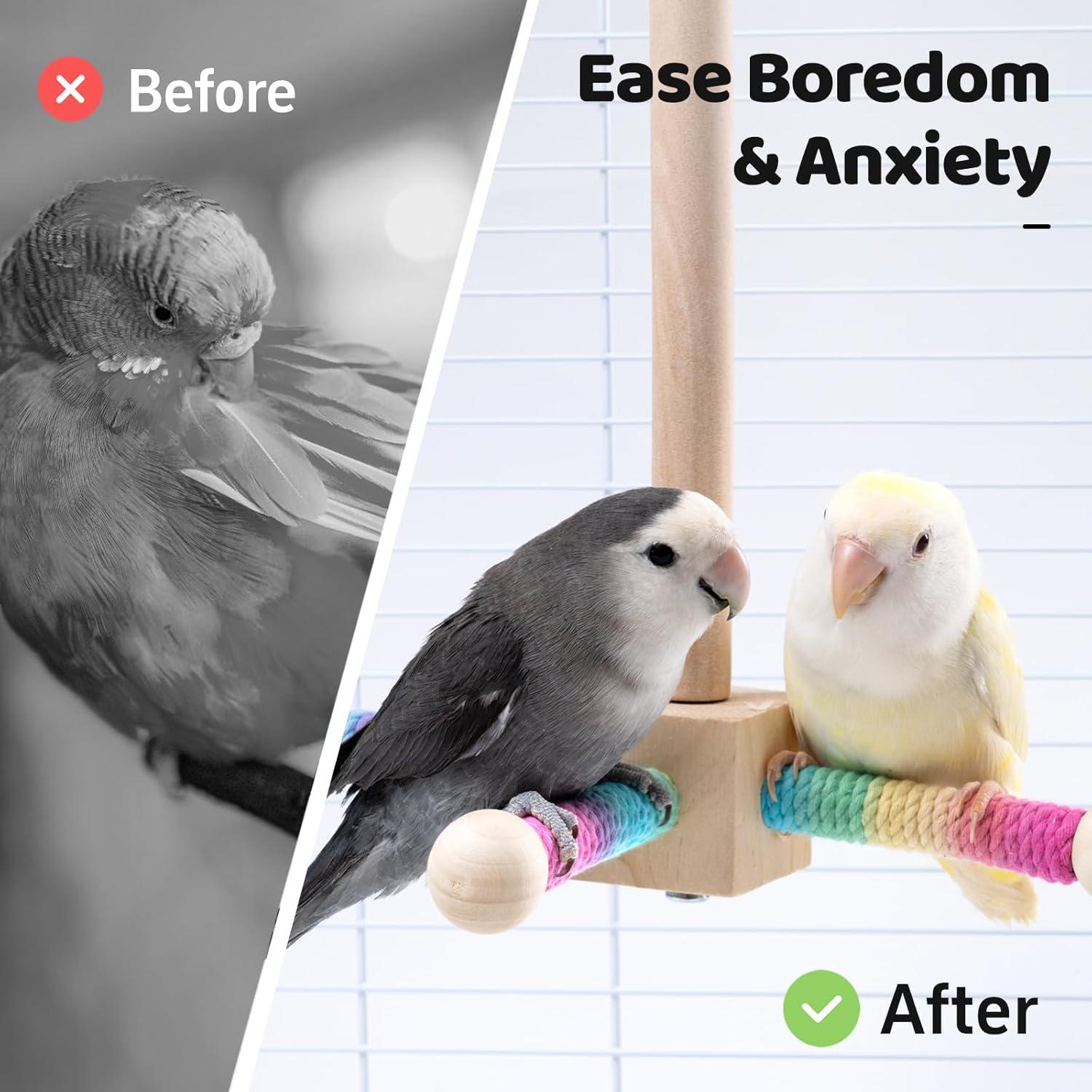 Percha giratoria para aves JONSANTY 23 cm madera natural