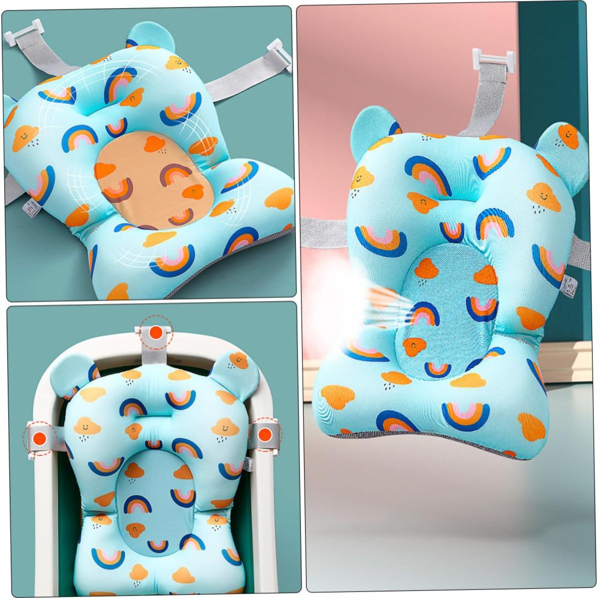 Cojín de Baño Antideslizante para Bebés - Azul Arcoíris