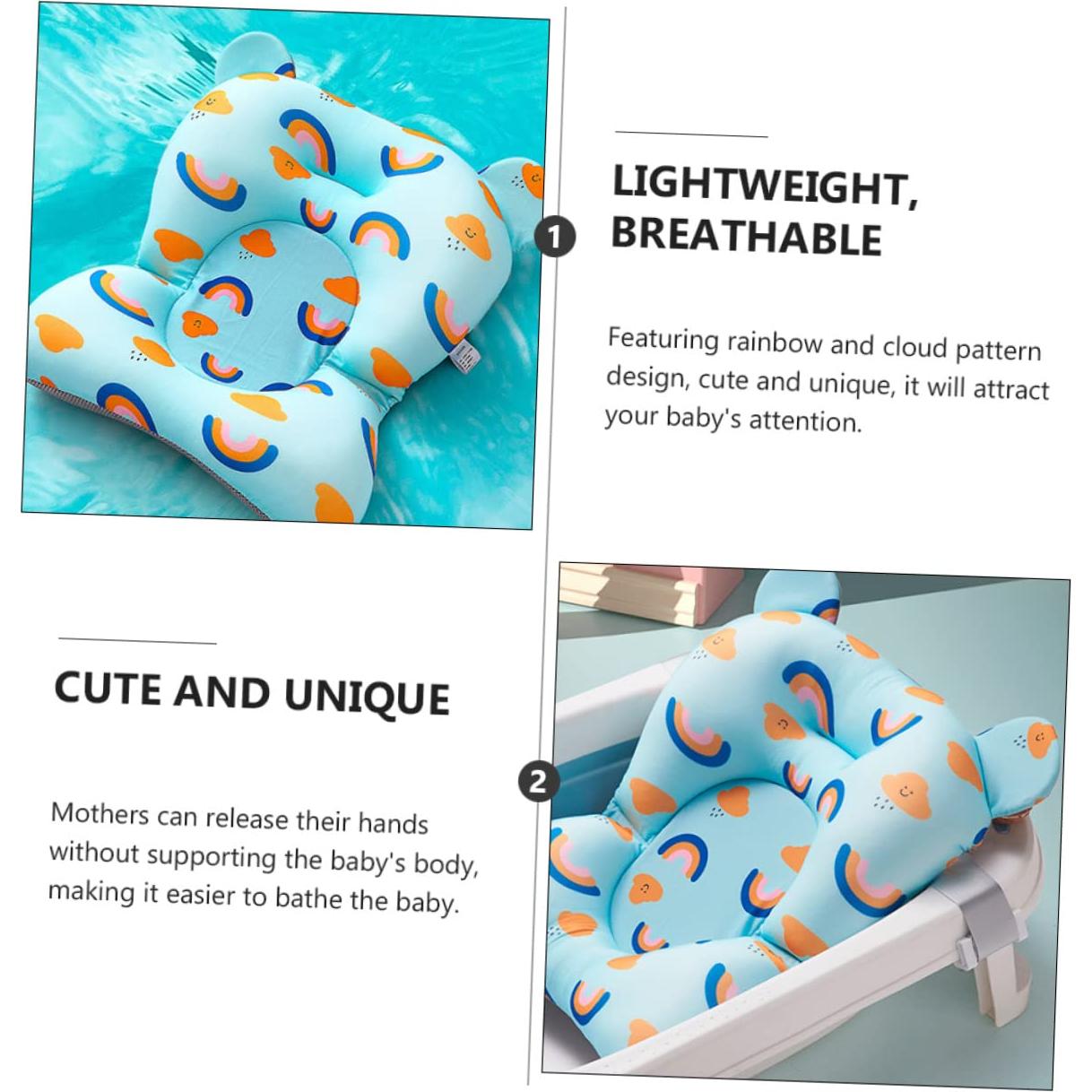 Cojín de Baño Antideslizante para Bebés - Azul Arcoíris