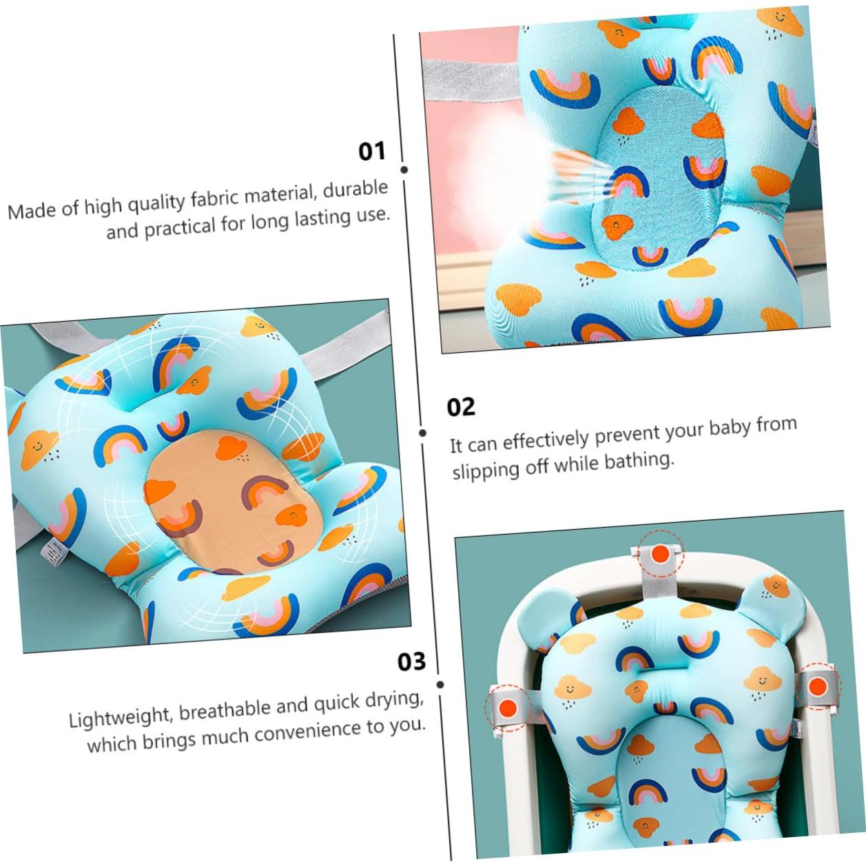 Cojín de Baño Antideslizante para Bebés - Azul Arcoíris