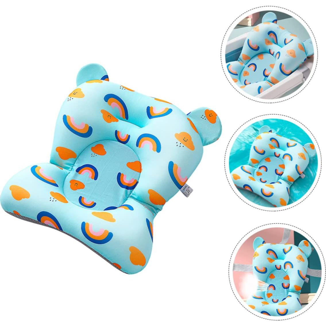 Cojín de Baño Antideslizante para Bebés - Azul Arcoíris