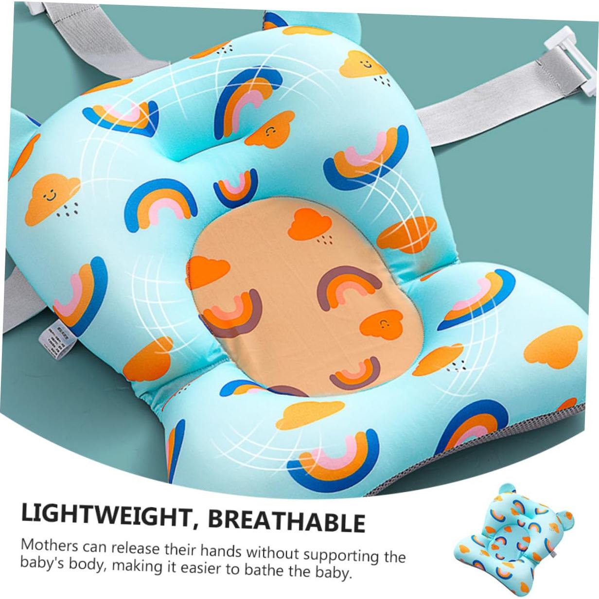 Cojín de Baño Antideslizante para Bebés - Azul Arcoíris