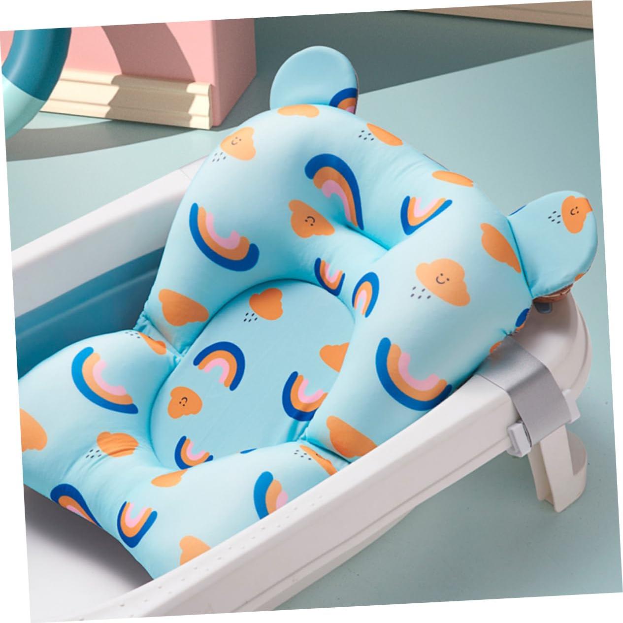 Cojín de Baño Antideslizante para Bebés - Azul Arcoíris