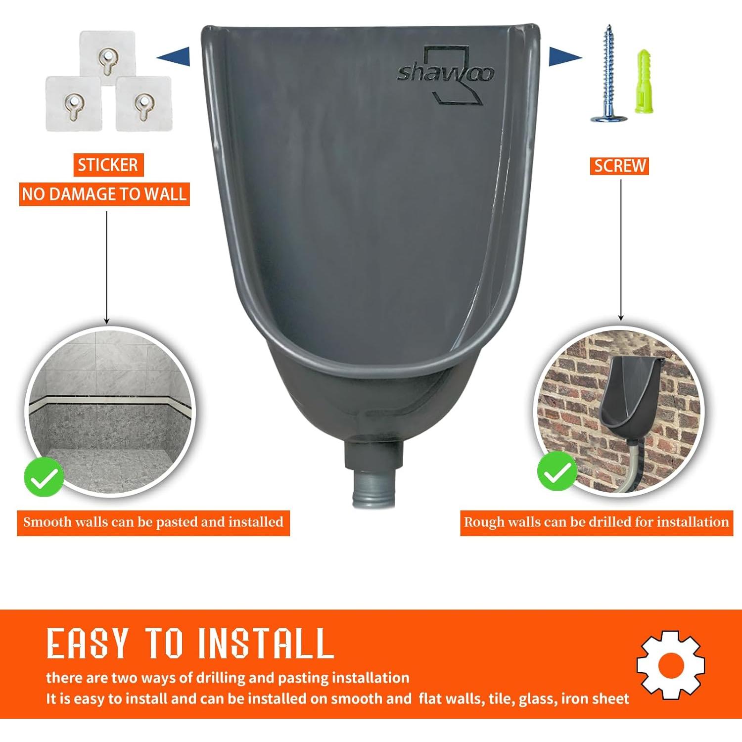 Orinal de plástico para hombres Shawoo, instalación sin perforación