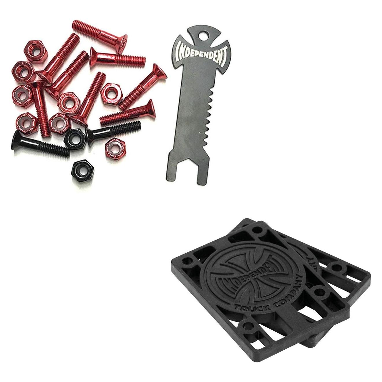 Hardware de Patineta Independent Trucks 1" Negro/Rojo + Herramienta + Elevadores