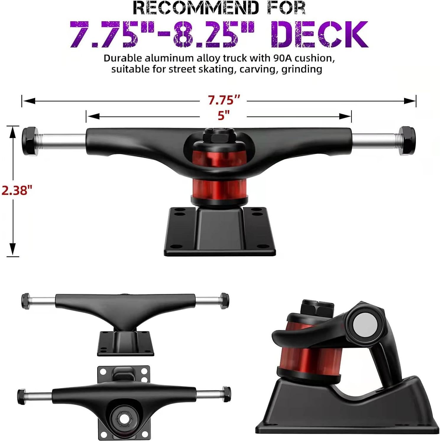 Patines de Skate Jizmo para Tableros 20.32 cm, Ruedas 52mm