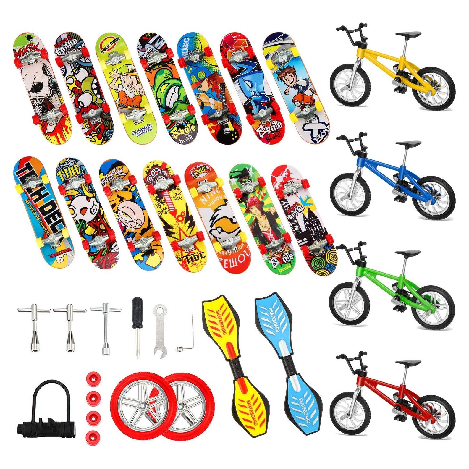 Set de Mini Juguetes para Dedos Gejoy - 31 Piezas Patinetas y Bicicletas