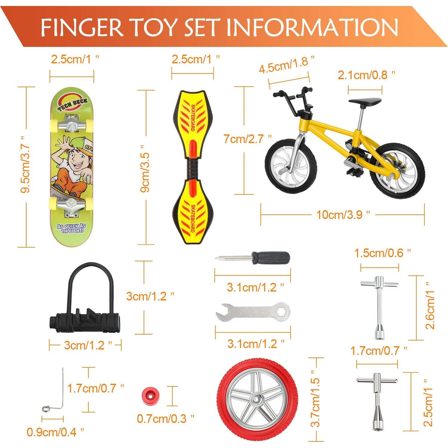 Set de Mini Juguetes para Dedos Gejoy - 31 Piezas Patinetas y Bicicletas