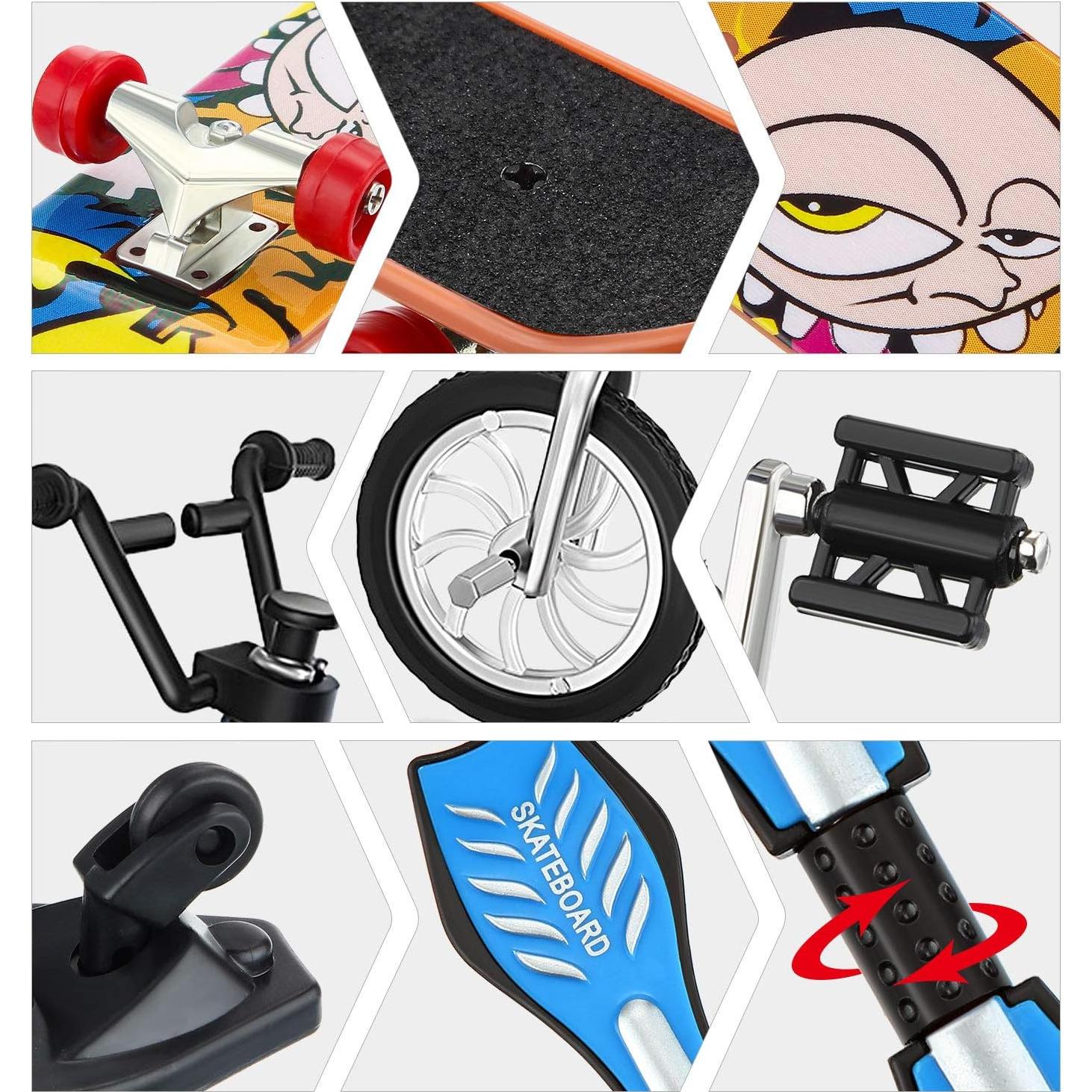 Set de Mini Juguetes para Dedos Gejoy - 31 Piezas Patinetas y Bicicletas