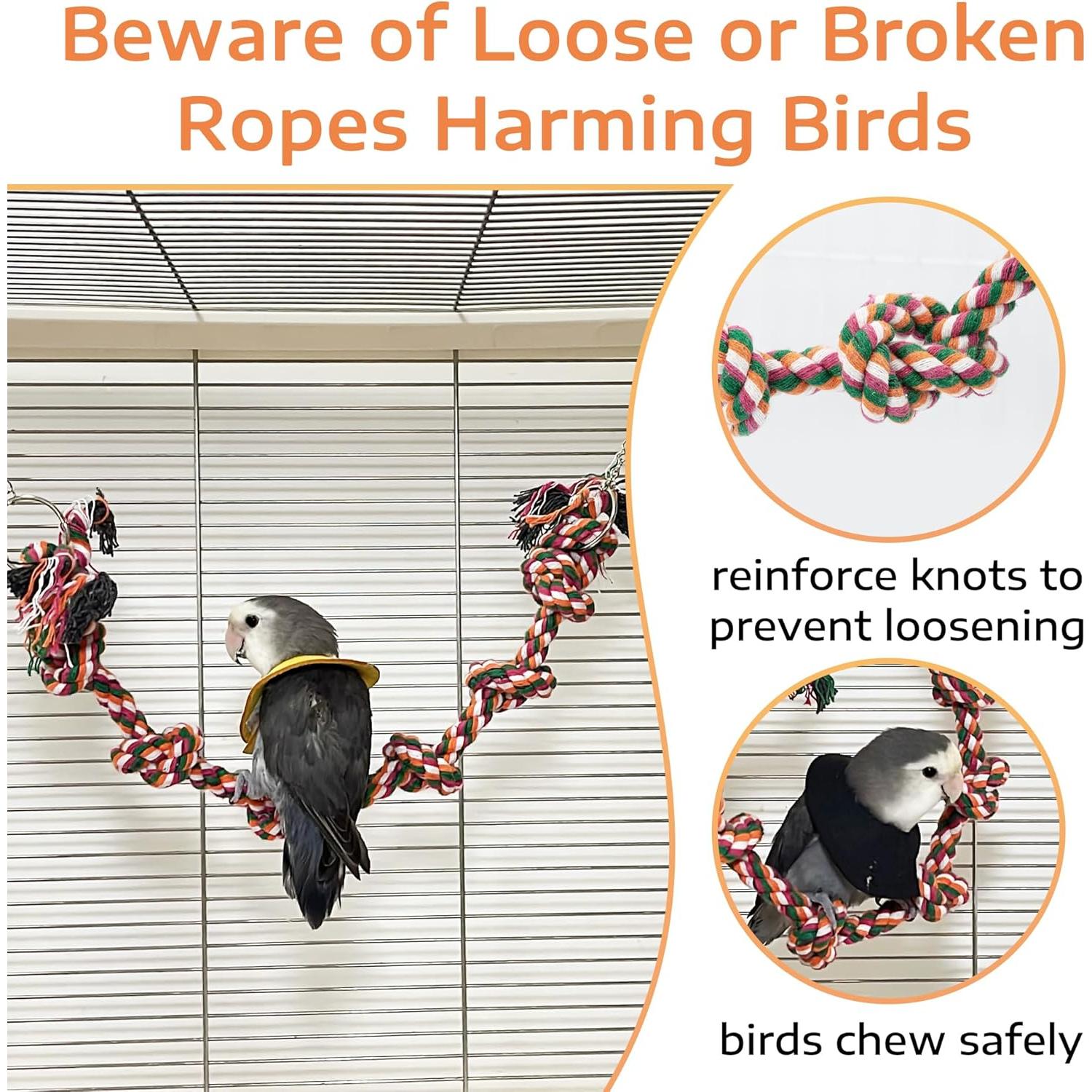 Columpio y Percha para Aves Jevnd 44.9x16cm Cuerda Algodón