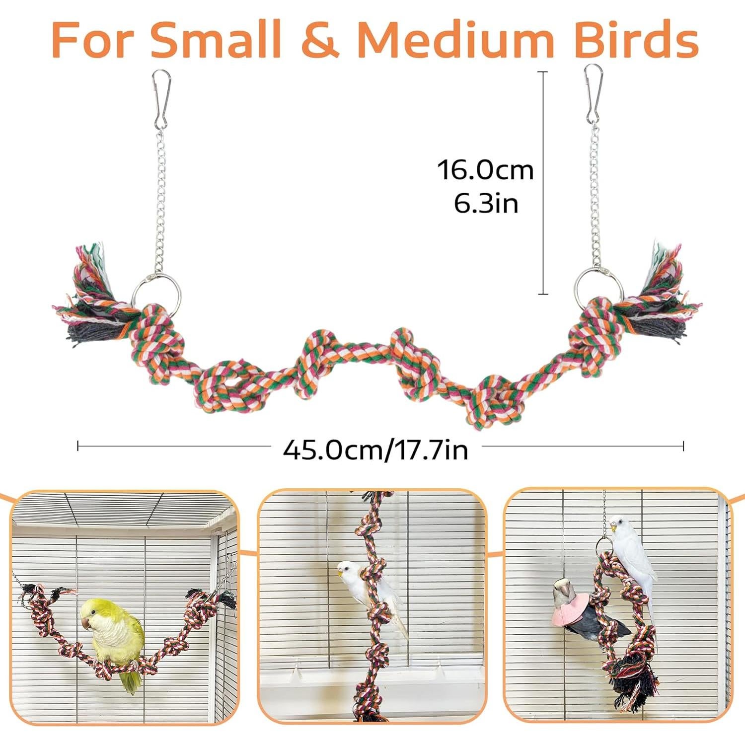 Columpio y Percha para Aves Jevnd 44.9x16cm Cuerda Algodón