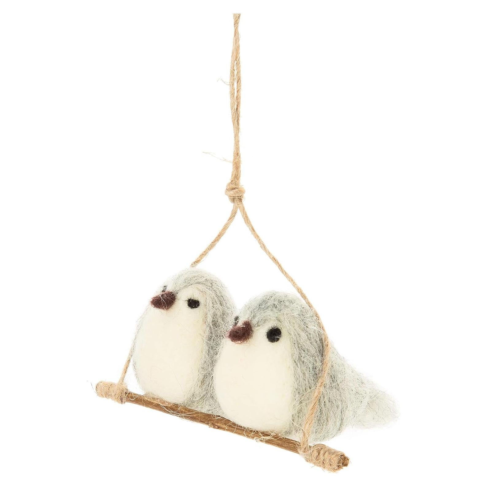 Adorno de Navidad Pareja de Pájaros de Fieltro 10.16cm