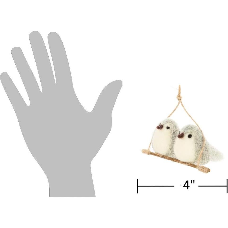 Adorno de Navidad Pareja de Pájaros de Fieltro 10.16cm