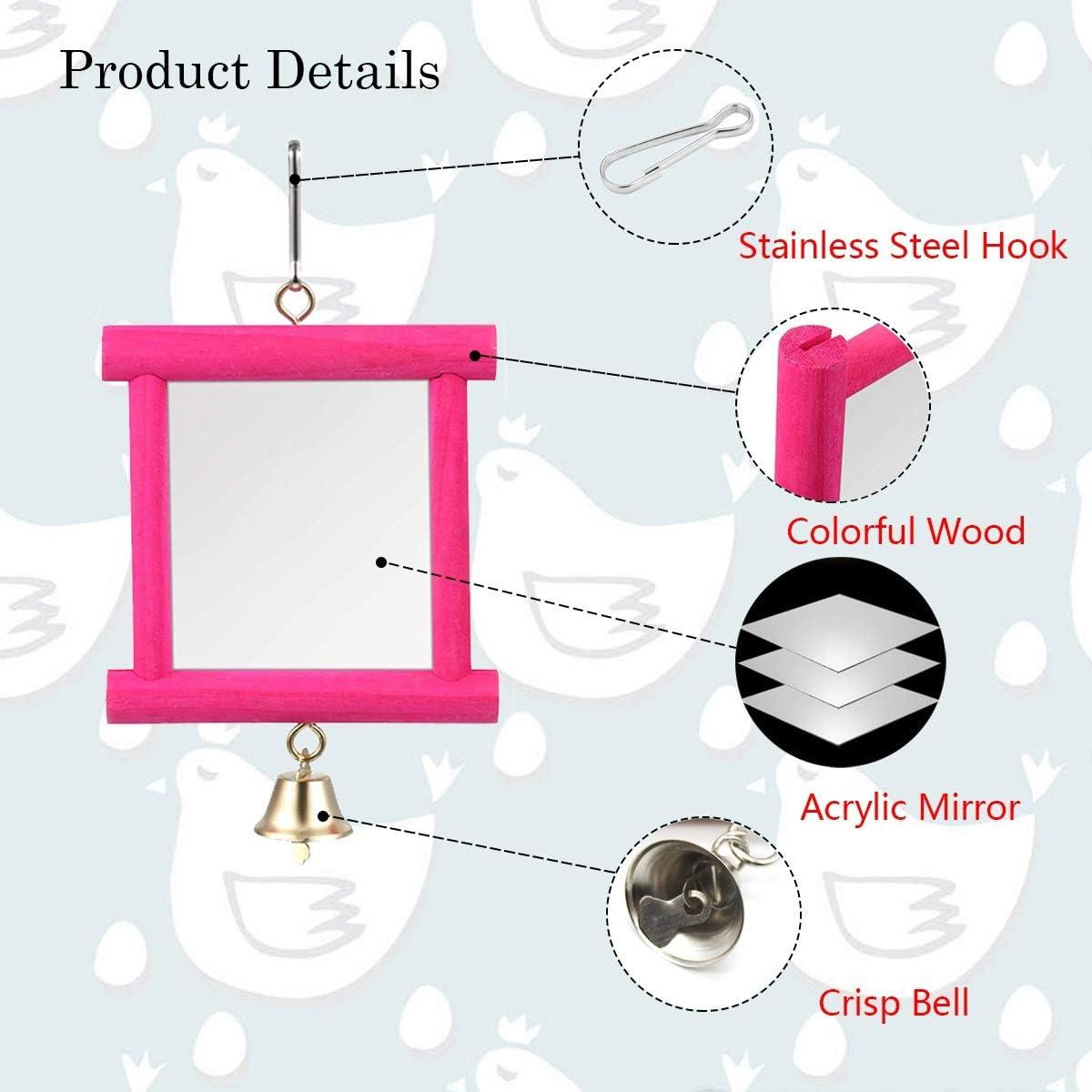 Juguetes Espejo para Pollos Vehomy 2 Pcs con Campanas y Piedras