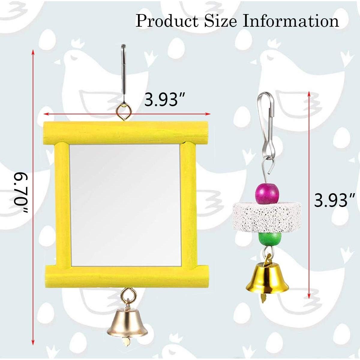 Juguetes Espejo para Pollos Vehomy 2 Pcs con Campanas y Piedras
